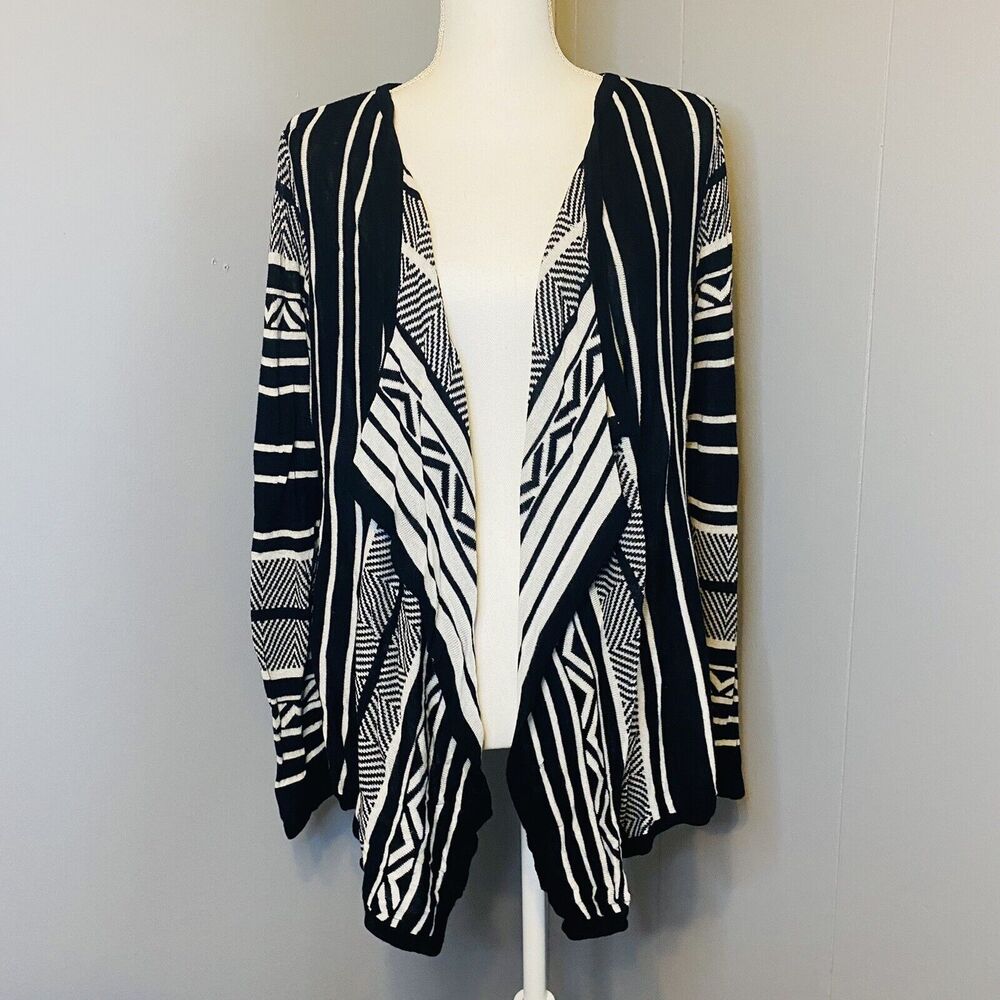 Faded Glory Geometric Print Long Sleeve Cardigan Sweater Size Large